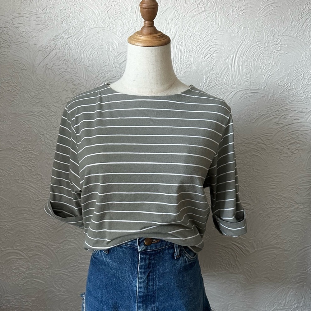 Erika & Co Green Striped Top